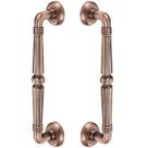 Puxador Duplo Victoria 305mm Cobre Antigo Porta Pivotante Correr Passagem Madeira Vidro Colonial Clássico Rústico Máxima Metais