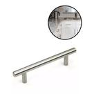 Puxador Em Aço Inox Tubular Haste Redonda 96mm Para Móveis