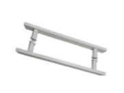 Puxador H duplo 40x30cm reto barra chata para porta de vidro e portão - Branco