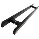 Puxador Inox Duplo Para Porta - Barra Chata Preto - 100 Cm