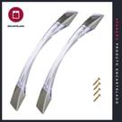 Puxador P&J Bariloche 128mm Cromado e Cristal ABS - Kit com 2 Unidades - Ref: 7342P
