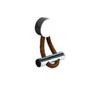 Puxador Ponto Oriente Cromado com Couro Marrom Zen Design