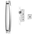 Puxador Porta Barra curvo 80cm + fechadura tetra 800 Po Puxador Porta Barra curvo 80cm + fechadura tetra 800 Po