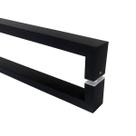 Puxador Porta Duplo Square Inox 40cm Quadrado Preto Fosco