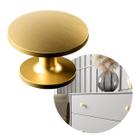 Puxador Redondo Ponto Botão 24mm Dourado Escovado P/ Móveis