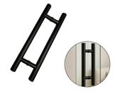 Puxador Tubular Redondo Preto 45cm - Porta de Vidro Madeira 30cm Entre Furos Inox