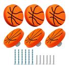 Puxadores de Armário AUXBC em Formato de Bola de Basquete, Borracha Macia, 4,1 cm, 6 Peças