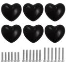 Puxadores de Gaveta de Cerâmica Coração Perphin Preto 4x4,5cm Kit com 6