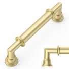 Puxadores para armário Amerdeco, kit com 10, dourado escovado, furação de 9,6 cm