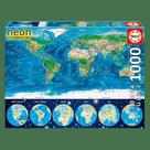 Puzzle 1000 peças Mapa-Mundi Físico Neon - Educa - Importado