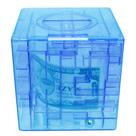 Puzzle 3D Cube Money Bank para crianças Blue Transparent Maze