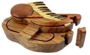 Puzzle Box, nota musical e teclado, todas em madeiras exóticas naturais