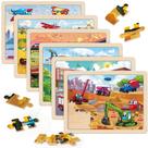 Puzzles de veículos de madeira SYNARRY para crianças de 4 a 6 anos, 6 pacotes
