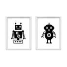 QADR64-Kit 2 Quadros Decorativos Robozinhos 34x44cm