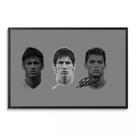 quadro 3 craques futebol adesivo premium emoldurado Canvas Moldura preta 100x70