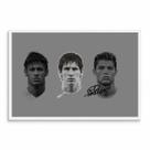 quadro 3 craques futebol adesivo premium emoldurado