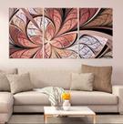 Quadro 3 Peças Abstrato Vitral Rosê Mosaico Bege