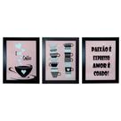 Quadro 3 Telas Decorativo com Vidro I Coffee Mdf Adesivado
