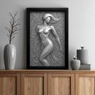 Quadro 3D "Linhas da Sedução" - Figura Feminina em forma abstrata celebra a beleza das curvas femininas