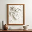 Quadro 3D "Redentor da Luz" - Quadro tridimensional de Jesus com a coroa de espinhos Quadro 3D "Redentor da Luz" - Quadro tridimensional de Jesus com a coroa de espinhos