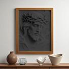 Quadro 3D "Redentor da Luz" - Quadro tridimensional de Jesus com a coroa de espinhos Quadro 3D "Redentor da Luz" - Quadro tridimensional de Jesus com a coroa de espinhos