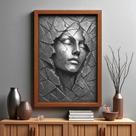 Quadro 3D "Ruptura " - Figura Feminina em forma abstrata rompe os limites da matéria