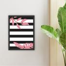 Quadro 40x30cm Folha Rosa Moldura Preta