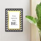 Quadro 40x30cm Frase de Inglês Happy Be Vidro Quadro 40x30cm Frase de Inglês Happy Be Vidro