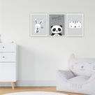 Quadro 40x90cmCoelho Urso Gato Cinza Moldura Vidro Quadro 40x90cmCoelho Urso Gato Cinza Moldura Vidro