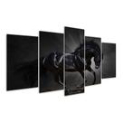 Quadro 5 Peças Cavalo Animal Preto Black Raça Robusto 01 Quadro 5 Peças Cavalo Animal Preto Black Raça Robusto 01