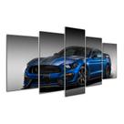 Quadro 5 Peças Ford Mustang Carro Azul Black Blue Mosaico 07
