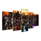 Quadro 5 Peças Mortal Kombat Sub Zero Personagens Mosaico