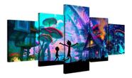 Quadro 5 Peças Mosaico Rick E Morty Floresta 4k Mdf 6mm