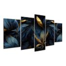 Quadro 5 Peças Plantas Flor Decoração Sala Quarto Mosaico