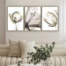 Quadro 67x45cm 3pçs flor raio-x marrom mold doura