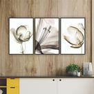 Quadro 67x45cm 3pçs flor raio-x marrom mold preta