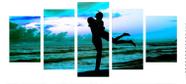 Quadro 70x150cm em Impressão Digital Casal Praia Azul Atelier Valverde