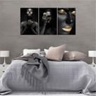 Quadro 90x60cm 3pçs mulheres negras dourado canva