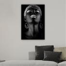 Quadro 90x60cm Mulher Turbante Prata Canvas