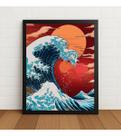 Quadro A Grande Onda Estilo Japonês Moderno 33x24cm C/vidro Preto Quadro A Grande Onda Estilo Japonês Moderno 33x24cm C/vidro Preto