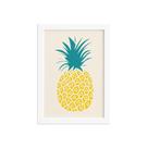 Quadro Abacaxi Coracões Moldura Branca 33x43cm