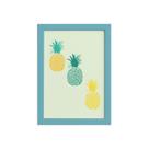 Quadro Abacaxi Trio Moldura Azul 22x32cm