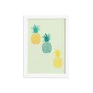 Quadro Abacaxi Trio Moldura Branca 33x43cm