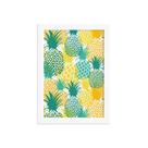 Quadro Abacaxi Verde Amarelo Moldura Branca 22x32cm