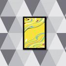 Quadro Abstrato Amarelo Ondas 33x24cm - com vidro