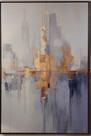 Quadro Abstrato Azul Centro Tons Quentes