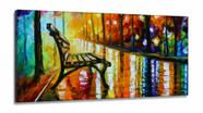 Quadro Abstrato Banco Praça Artístico Para Corredor Apê em Tecido Canvas