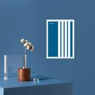 Quadro Abstrato Bauhaus Minimalista Azul - Linhas Paralelas 33x24cm