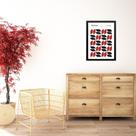 Quadro Abstrato Bauhaus Vermelho e Preto - Grãos 45x34cm - com vidro