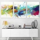 Quadro abstrato decorativo colorido moderno sala 3 peças